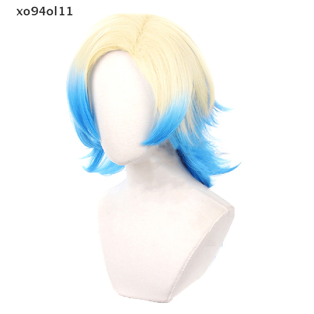 Xo Blue Prison Caesar Jie Cosplay Wig Medium And Long Animasi Emas Gradien Wig OL