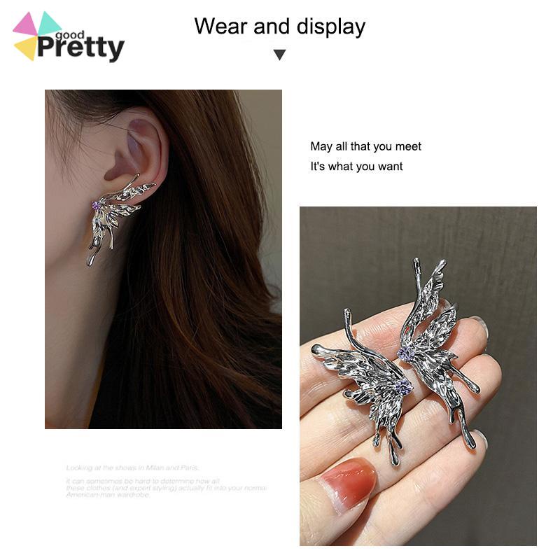 Anting Kupu-kupu Desain Zirkon Butterfly Anting Vintage Korea Gaya Untuk Wanita - PD