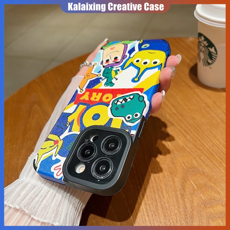 Casing Ponsel Kulit Garis Persegi Untuk iPhone14 Pro Max13 12 11 Xs Max X XR 7per8 Plus 14Plus Lembut Penutup Belakang Motif Toy Story