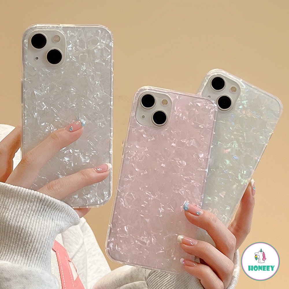 Casing Ponsel Marmer Shell Dream Glitter Untuk iPhone 13 Pro 12 11 Pro Max XR XS Max X14 Plus Cover Silikon Lembut Motif Keong