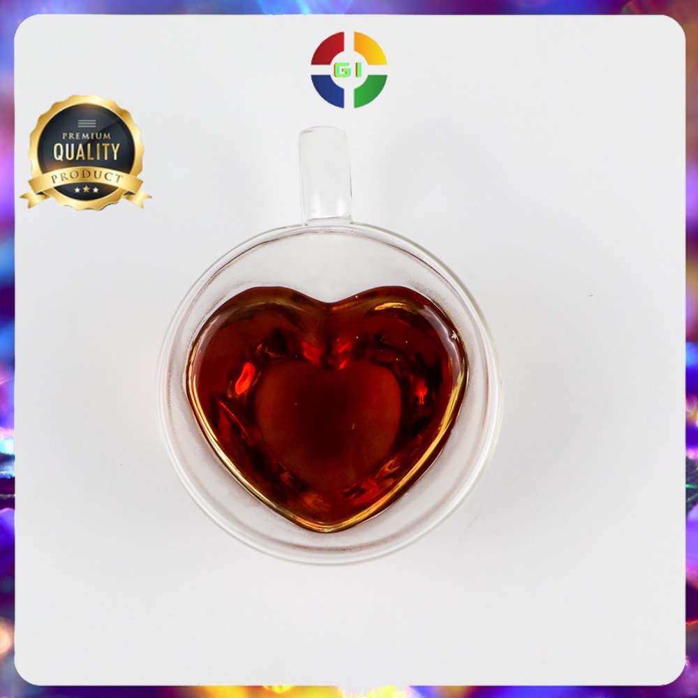 Cangkir Kopi Anti Panas Double Wall Glass Love Series 150ml - Transparent