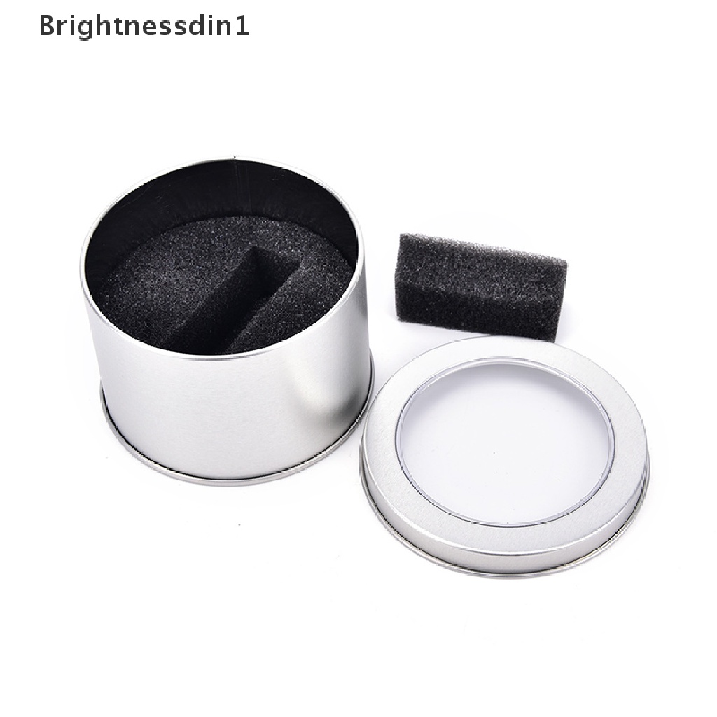 [Brightnessdin1] Kotak Jam Tangan Perhiasan Logam Bulat Silver Display Case Dengan Bantalan Watch Box Holder Butik