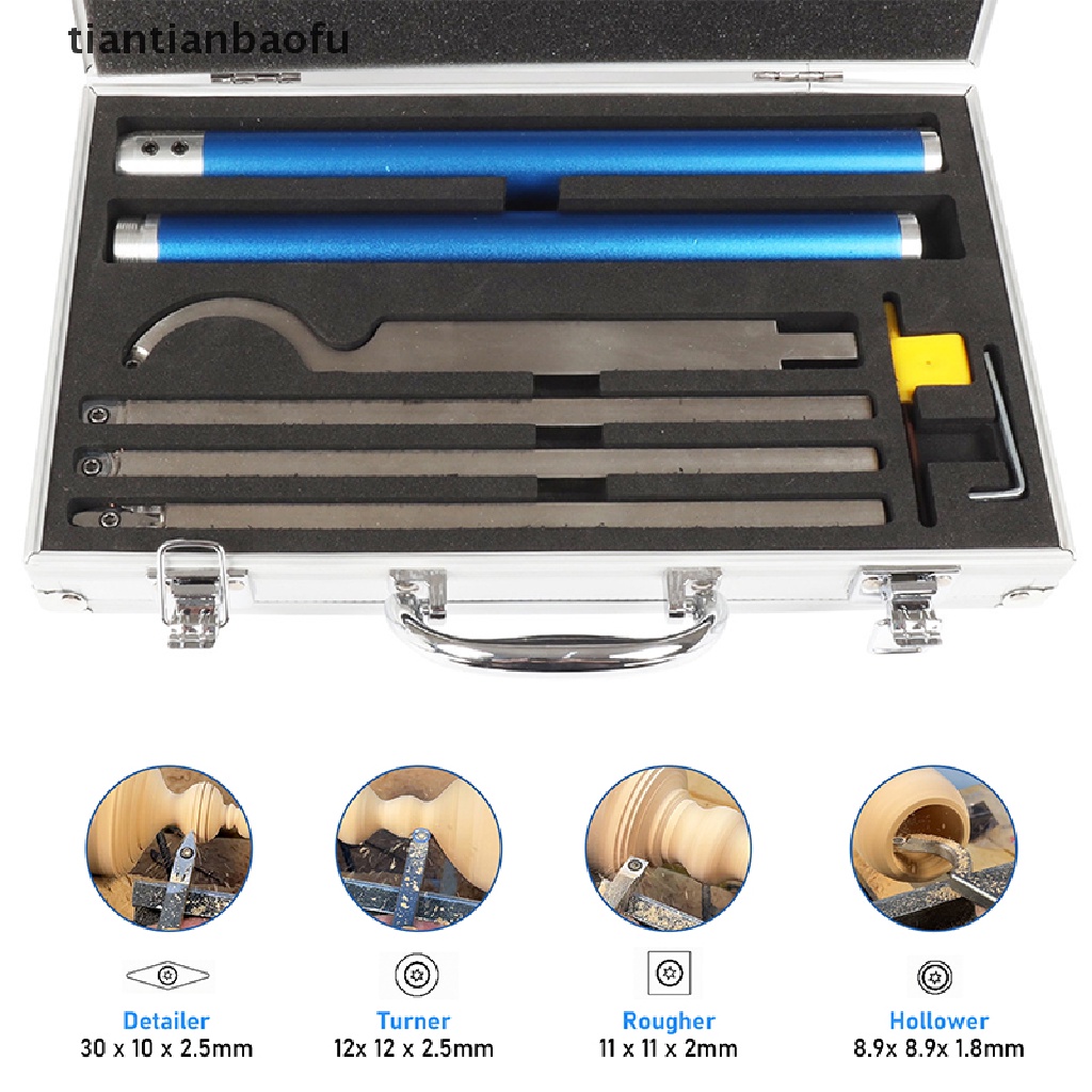 [tiantianbaofu] Alat Pemutar Kayu Untuk Mesin Bubut, Woodturning Tools Wood Turning Lathe Set Kit Butik