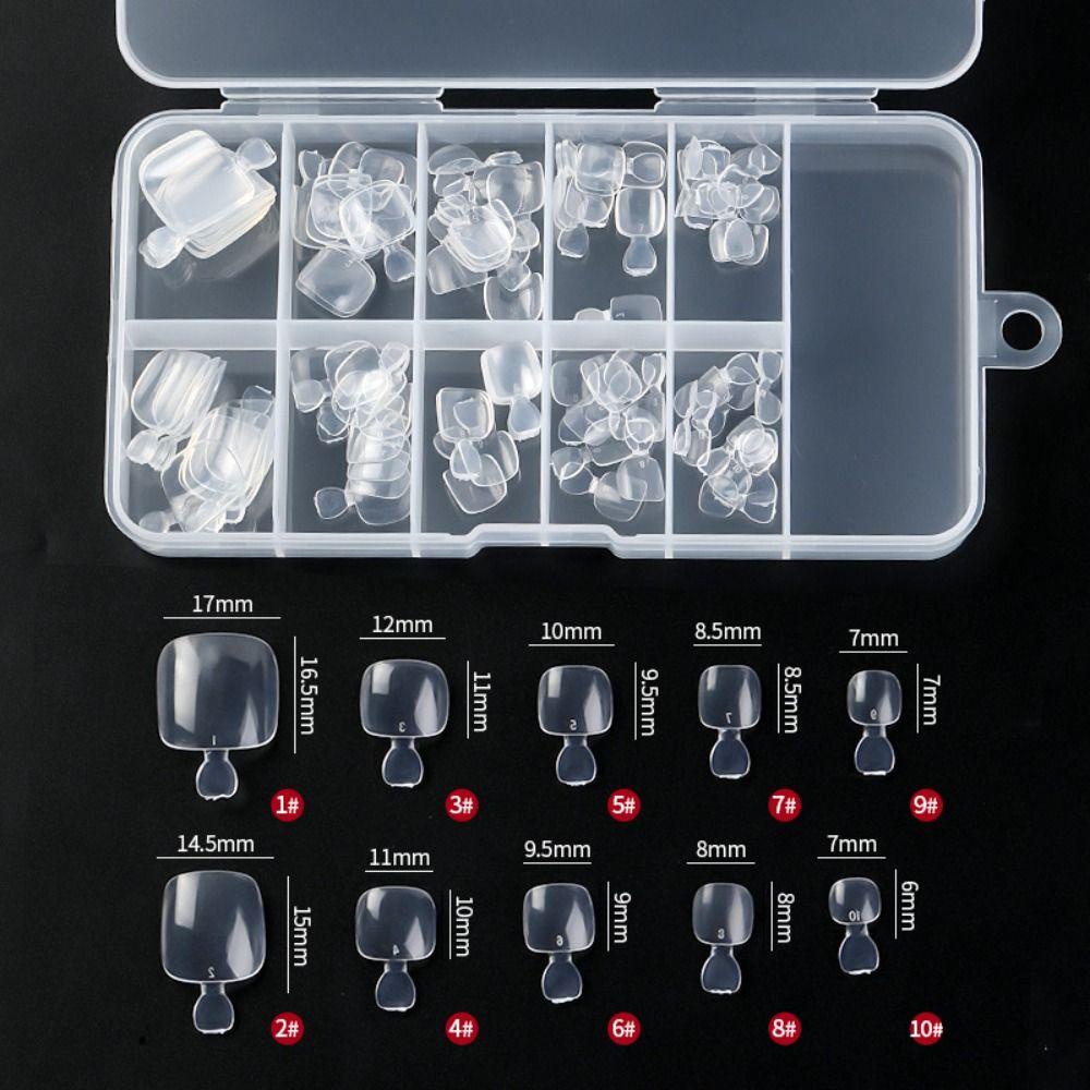 Mxbeauty Toe Nail Art Dekorasi Buatan DIY Gaya Perancis Ultra-Tipis Tanpa Jejak Kuku Palsu Pedicure Aksesoris