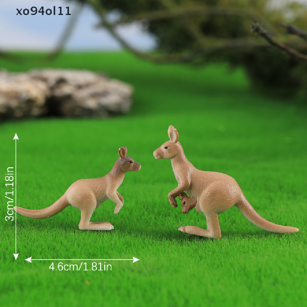 Xo 1set Patung Kangaroo Model Hewan Pemandangan Mikro Dekorasi Rumah Miniatur OL