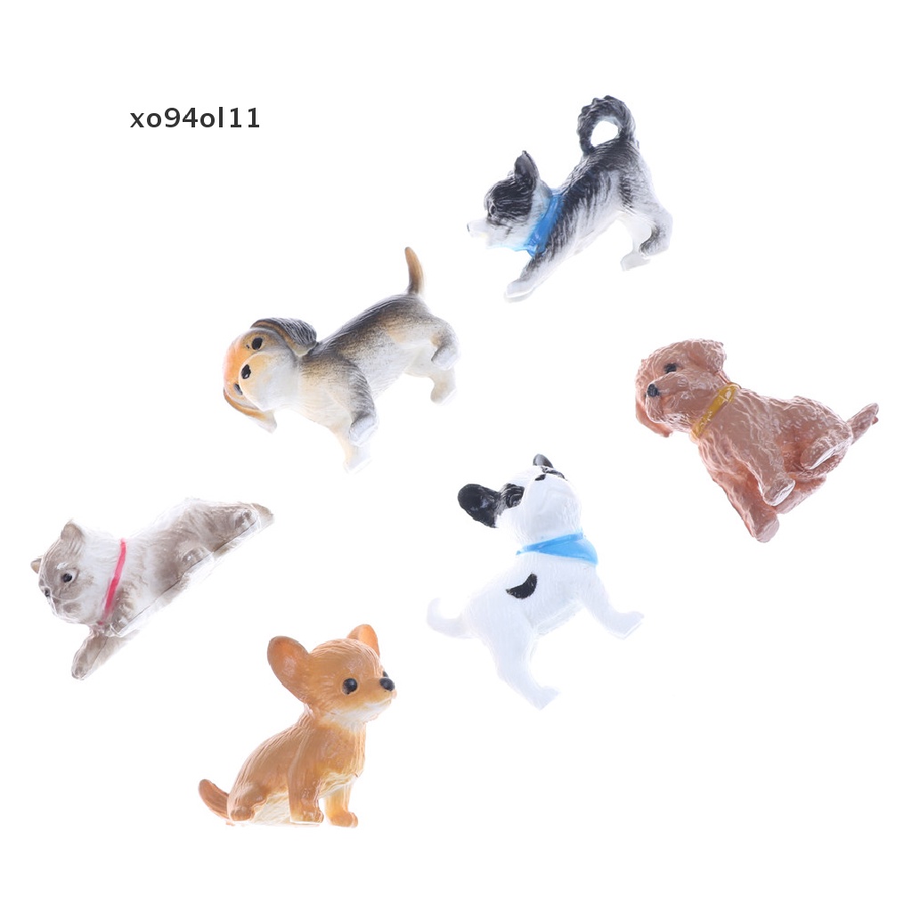 Xo 6Pieces Kawaii 3D Resin Anjing Miniatur Dekorasi Kerajinan DIY Untuk Ornamen Rumah Boneka OL