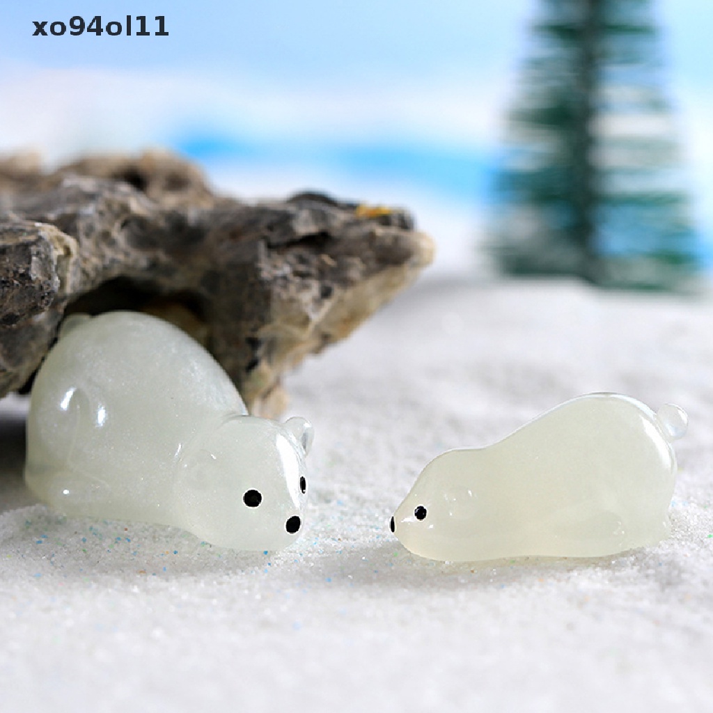 Xo 1Pc Luminous Polar Bear Micro Ornamen Miniatur Pot Dekorasi Lanskap OL