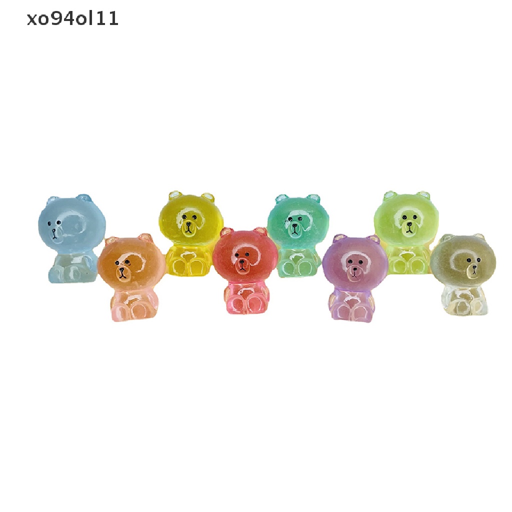 Xo 6Pcs Tiga Dimensi Kartun Lucu Bercahaya Beruang Coklat Diy Dekorasi Tiga Dimensi Resin Aksesoris OL