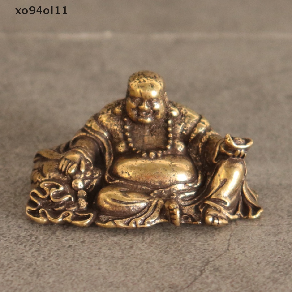 Xo Tembaga Murni Maitreya Buddha Patung Kecil Ornamen Feng Shui Dekorasi Rumah OL