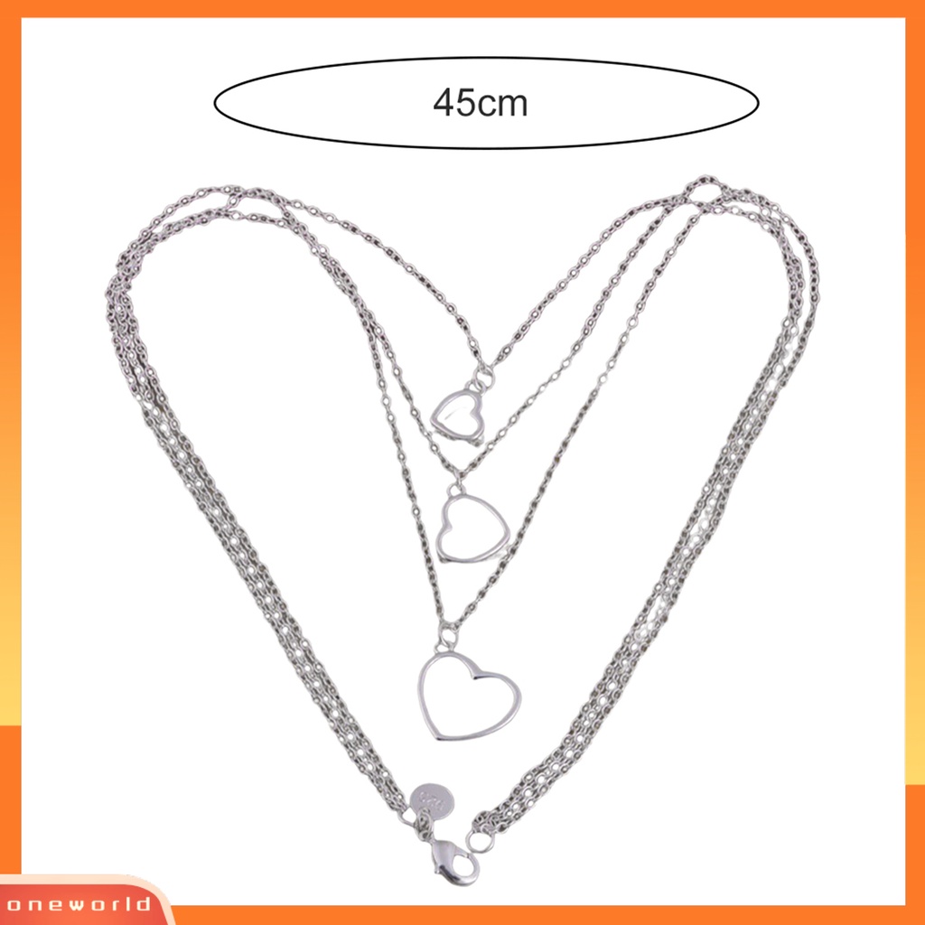 [ONE] 3 Pcs/Set Perhiasan Wanita Set Semua Pertandingan Pengerjaan Halus Menarik Trendi Indah Dress Up Paduan Bentuk Cinta Kalung Gelang Anting Hadiah Anniversary