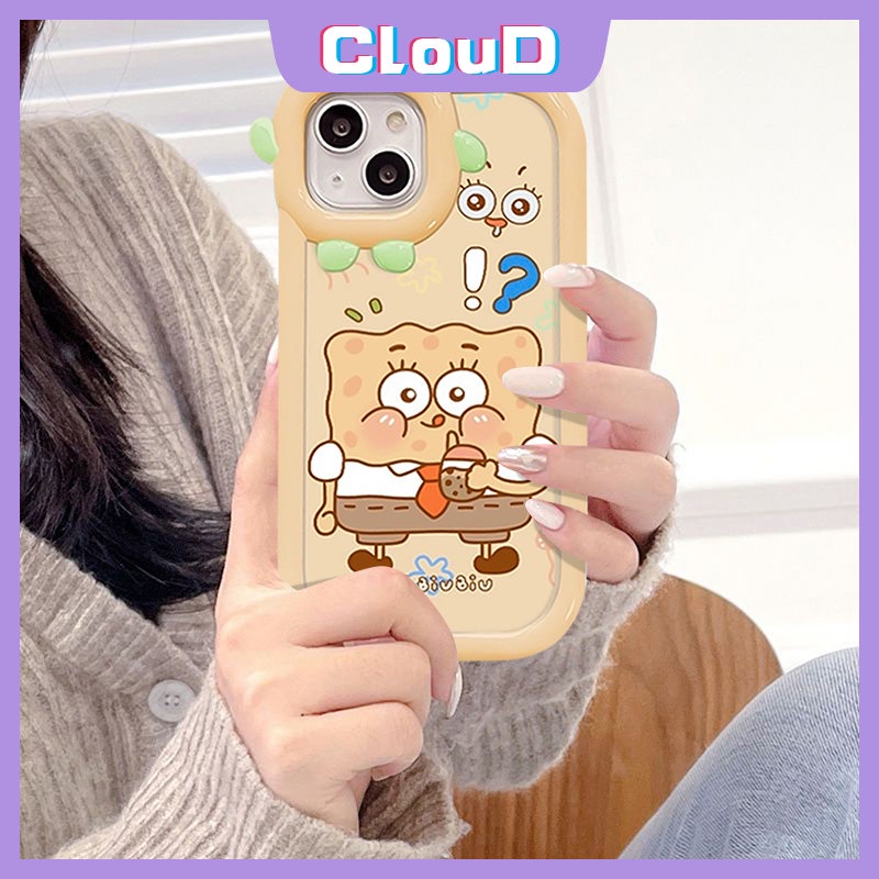 Oppo A17 A57 A77 A95 A16E A16 A3s A76 A53 A74 A7 A55 A5 A9 A16K A5s A96 A52 A12 A17K A54 A15 Reno 7Z 5 A31 A77s Soft 3D Ikatan Simpul Lensa Monster Kecil SpongeBob Patrick Star Lucu Case