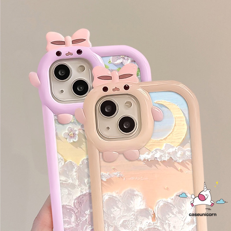 Redmi 9A 10a1 10A 9 10C 9T A1+9C Note 11s 10s 11 Pro+8 9 10 Pro Mi 11 Lite POCO X3 Pro NFC M3 Lembut Lukis Minyak Bunga Bulan 3D Ikatan Simpul Lensa Monster Kecil Lucu Sarung