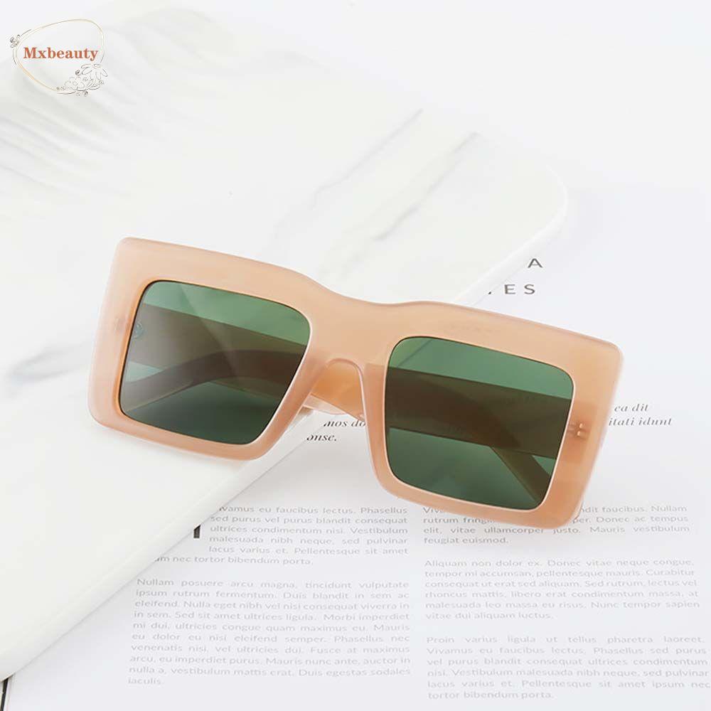 Mxbeauty Kacamata Mata Persegi Fashion Eropa Dan Amerika Visor Eyewear Bingkai Besar Oversized Hitam Wanita Sunglasses