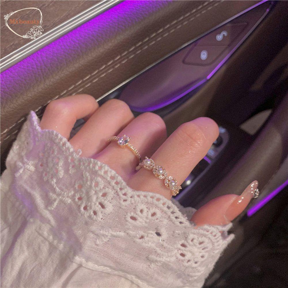 Mxbeauty Wanita Cincin Fashion Minimalis Pernikahan Berongga Persegi Zirkon Gadis Jari Telunjuk Ring