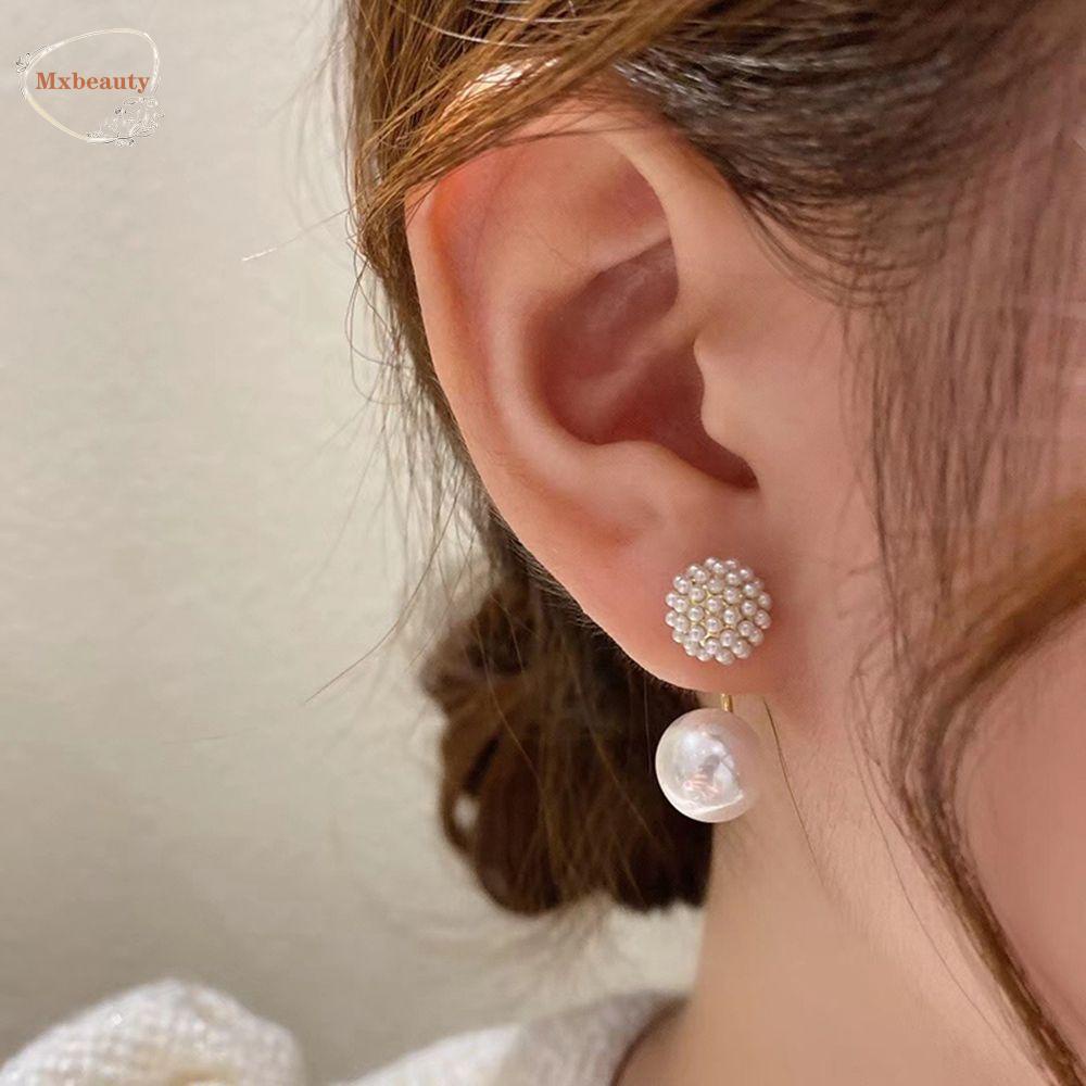 Mxbeauty Anting Mutiara Retro Sederhana Perancis Kembali Anting Gantung Mutiara Besar Bulat Anting Perempuan