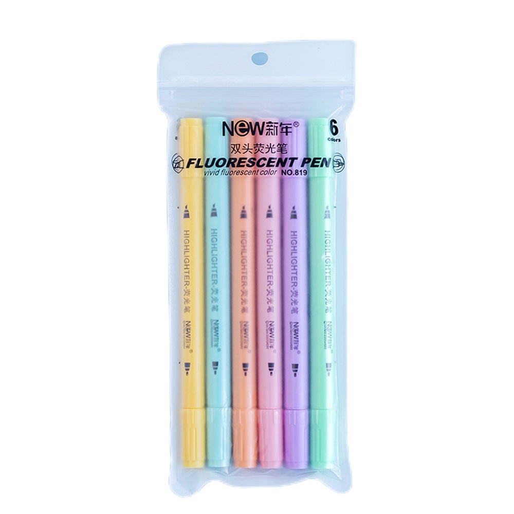 6 Pcs Macaron Color Double Tip Stabilo Pen Siswa Spidol Neon Alat Tulis Perlengkapan Sekolah