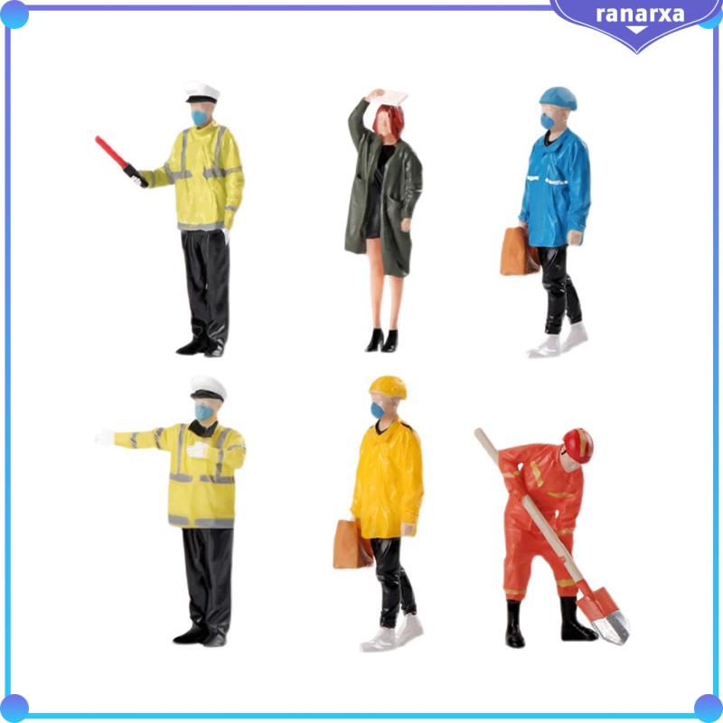 [Ranarxa] 6x1/32 Skala Orang Figure Layout Kereta Api Hadiah Resin Orang Kecil Patung