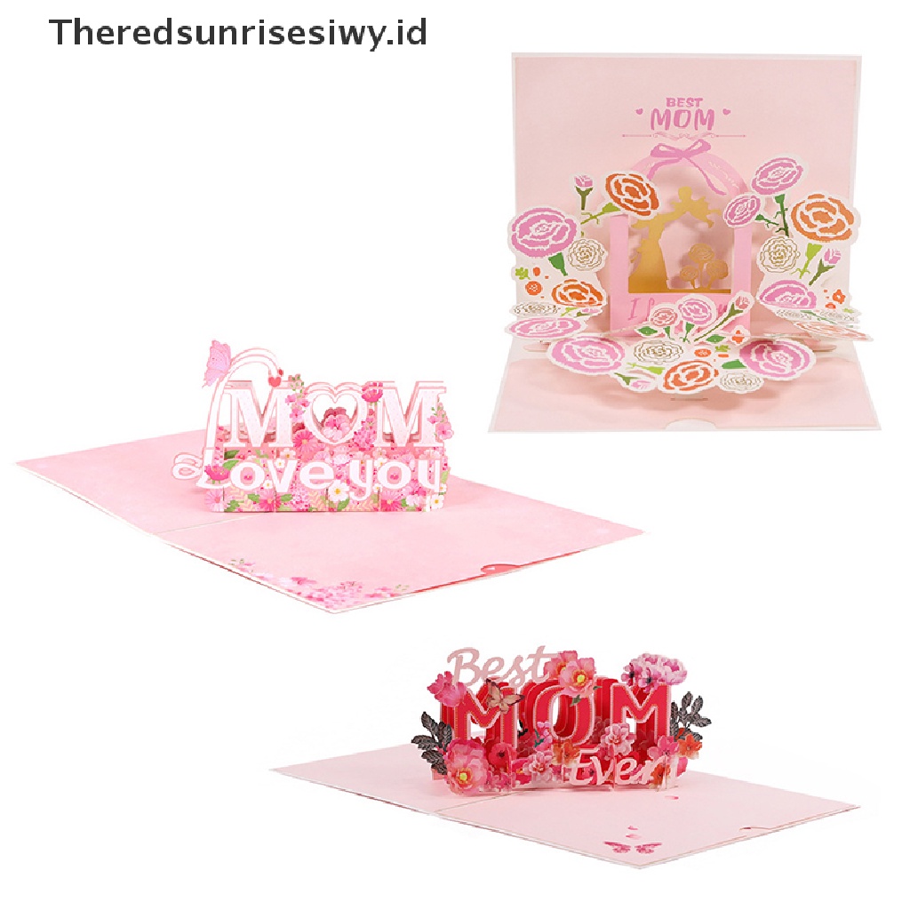 # Kado Mom &amp; PAPA DIY # 3d Up Mother's Day Card Greeg Flowers Bouquet Hadiah Ulang Tahun Ibu Istri~