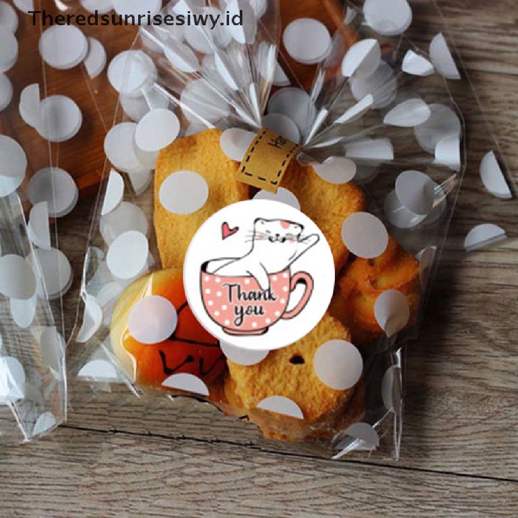 # Kado Mom &amp; PAPA DIY # 500pcs Stiker Thank You Kucing Label Segel Perekat Bulat Untuk Dekorasi Hadiah~