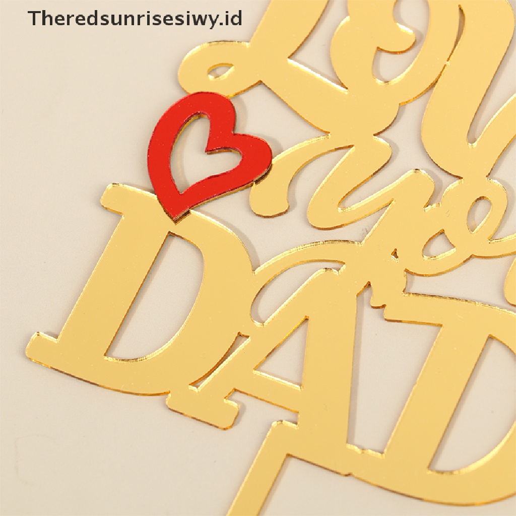 # Kado Mom &amp; PAPA DIY # Hiasan Kue Pesta Hari Ayah Gold Hitam Akrilik Daddy Birthday Cake Topper~