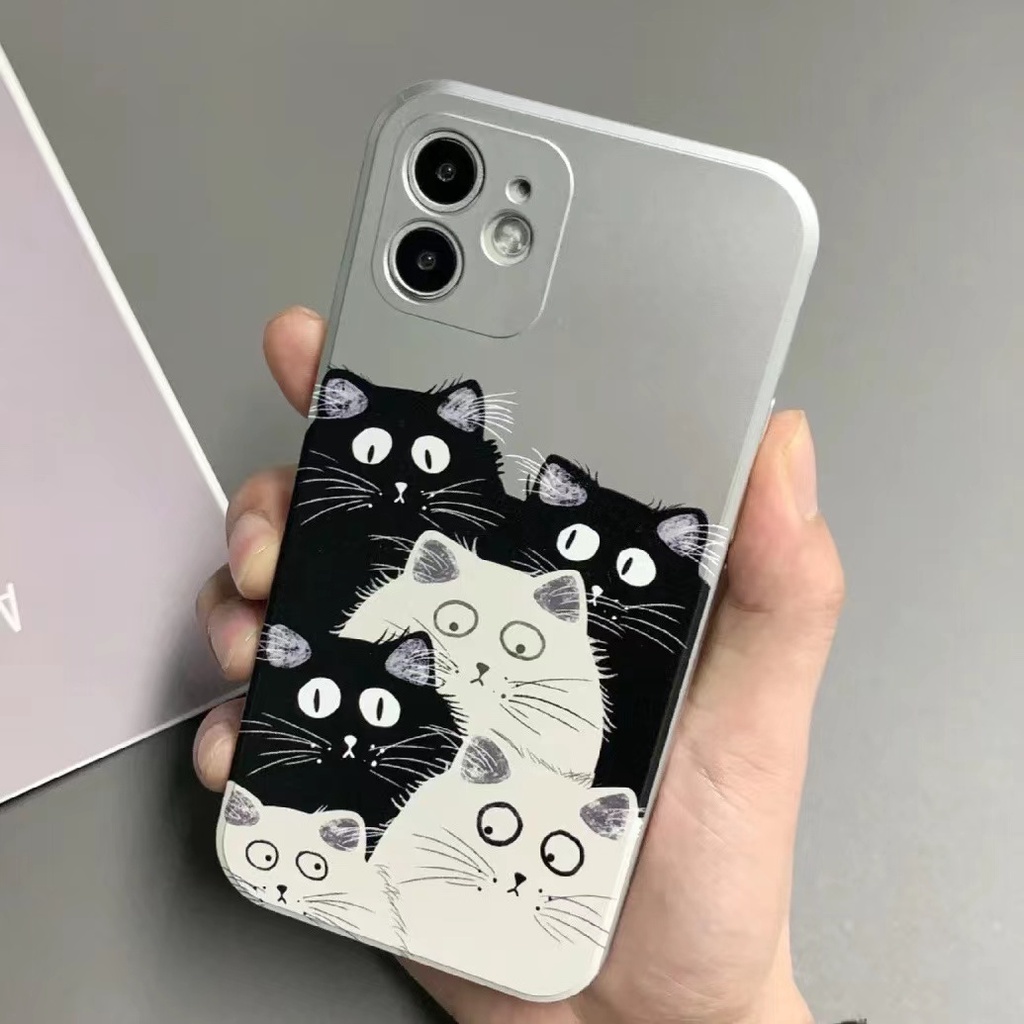 IPHONE Enam Kucing Lucu Lembut Electroplate Case Kompatibel Untuk Iphone14 13 12 Pro Max11 XS XR X8 +7 6S Plus Casing Ponsel Mini TPU Silikon Shockproof Cover