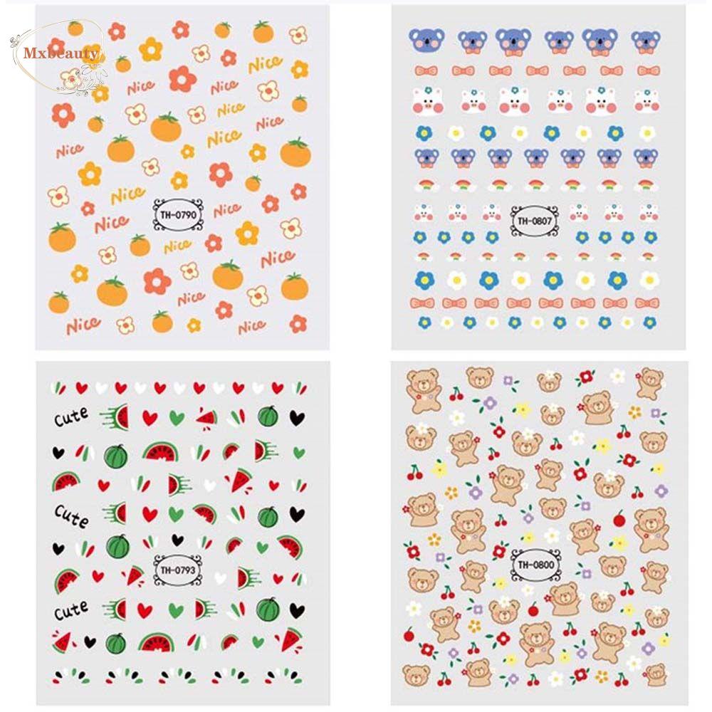 Mxbeauty Kartun Stiker Kuku Korea Beruang Smiley Ikatan Simpul Anjing Self Adhesive Nail Art Dekorasi