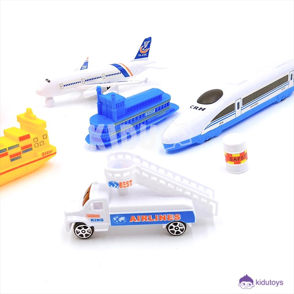 Mainan Anak Pesawat Kereta Truck Kapal MRT Simulasi Bandara Airport Transportation 7 in 1 Kidu Toys