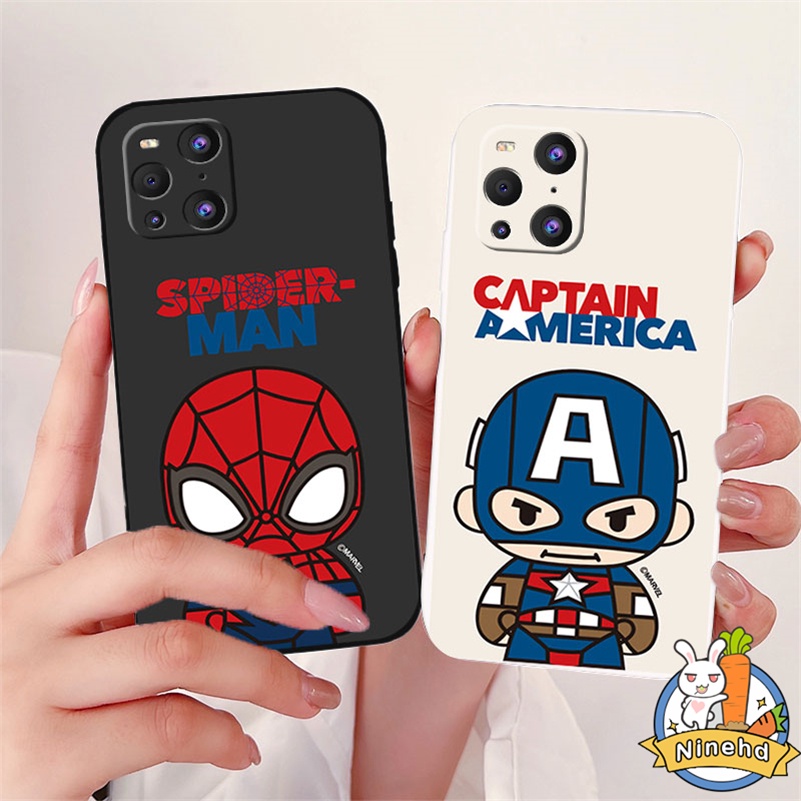 IPHONE Casing Kompatibel Untuk Iphone14 13 12 11 Pro Max X Xr Xs Max8 7 6 6s Plus SE 2020 Fashion Kartun Spider Man Tepi Lurus Silikon Pelindung Lensa Shockproof Pelindung Phone Case