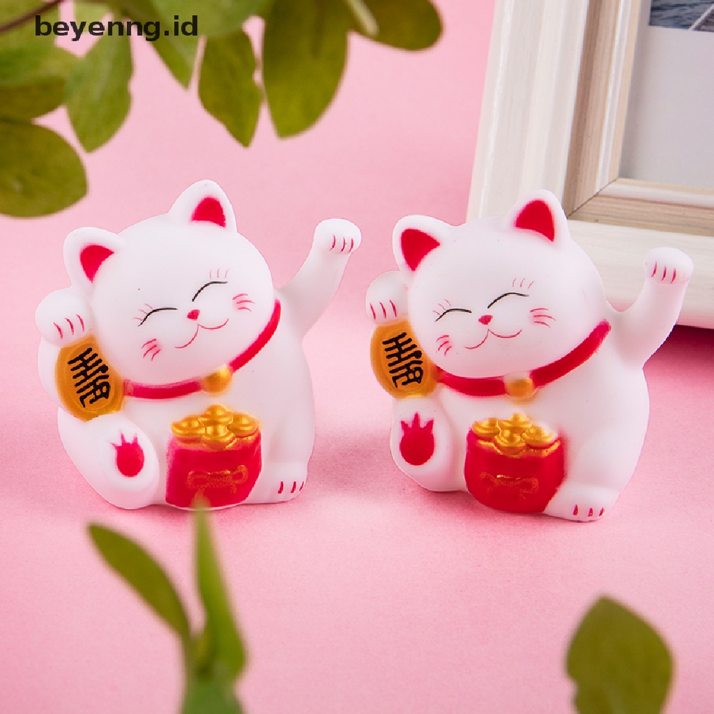 Beyen Cute pvc waving cat fortune lucky cat Hiasan Kue Mobil Liontin Hiasan Dekorasi Rumah Ornamen ID