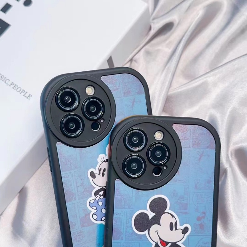 IPHONE Casing Pelindung Mickey Minnie Warna-Warni Untuk Iphone14 13 12 11 Pro X XS Max7 8 14 Plus Soft Case XR Full Cover Lensa Film Kartun Case