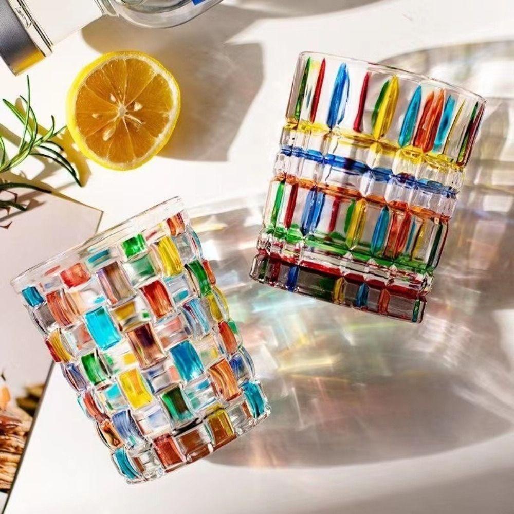 Rebuy Whiskey Glasses Scotch Colorful Painting Cocktail Gelas Minum Gelas Cangkir