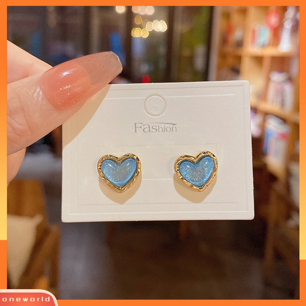 [EONE] 1pasang Ear Studs Elegan Dainty Temperamen Melamun Hadiah Mini Hypoallergenic Retro Cinta Hati Kristal Imitasi Wanita Anting Perhiasan Aksesoris