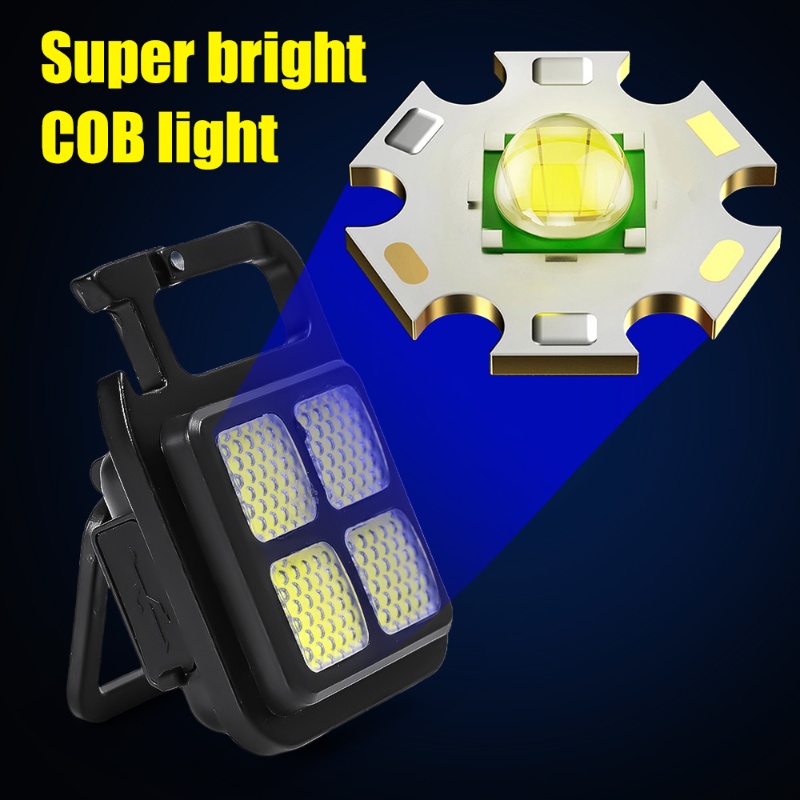 Senter LED COB Mini Keychain Light Multifungsi Lampu Portable Pengisian USB Lampu Darurat Kerja Outdoor Camping Lantern