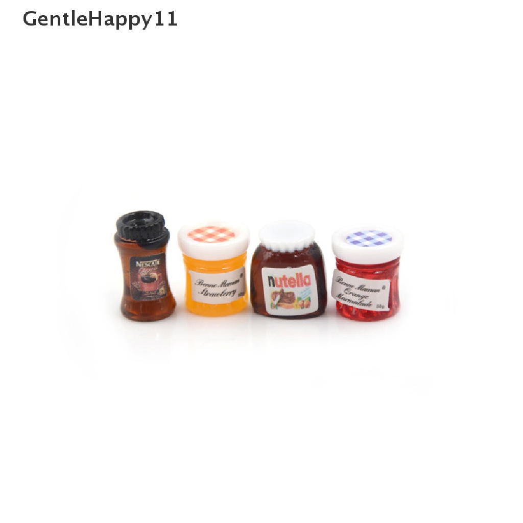 Gentlehappy 4pcs/set Miniatur Rumah Boneka1: 12dapur Makanan Selai Bumbu Kopi DIY Decor id