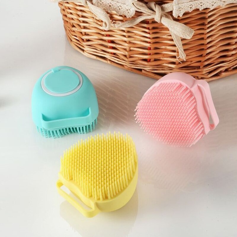 Aihogard Sikat Mandi Badan Bath Brush Silicone with Soap Container - BBM985 - Pink