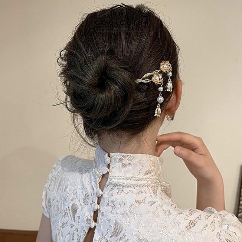 COD❤️Peri Super Cantik Jepit Rambut Mutiara Rumbai Retro Rumbai Kelas Atas Jepit Rambut Gaya Dingin Wanita- cl