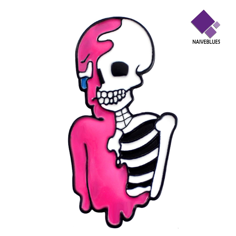 &lt; Naiveblues &gt; Keren Enamel Skeleton Kemeja Kerah Pin Kancing Bros Perhiasan Wanita