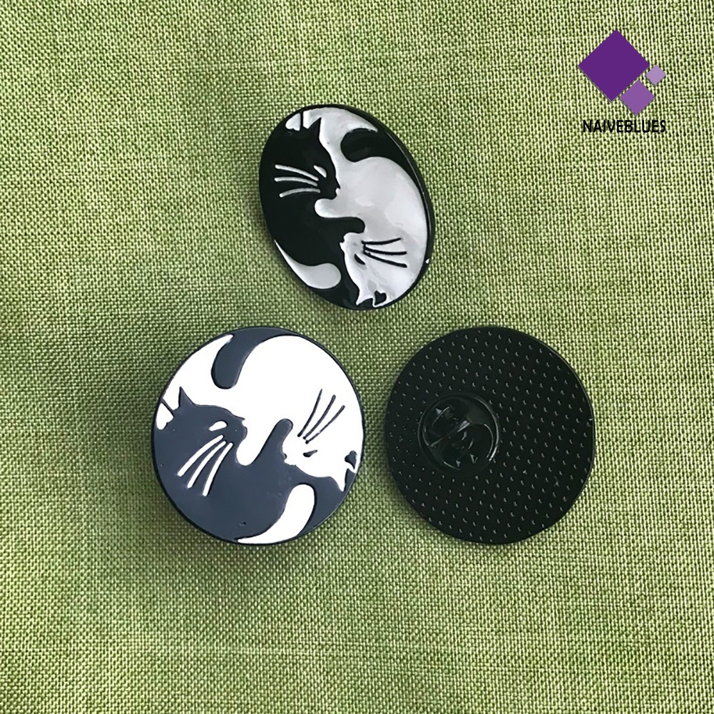 &lt; Naiveblues &gt; Pin Bros Bulat Enamel Kucing Lucu Lencana Topi Ransel Dekorasi Perhiasan