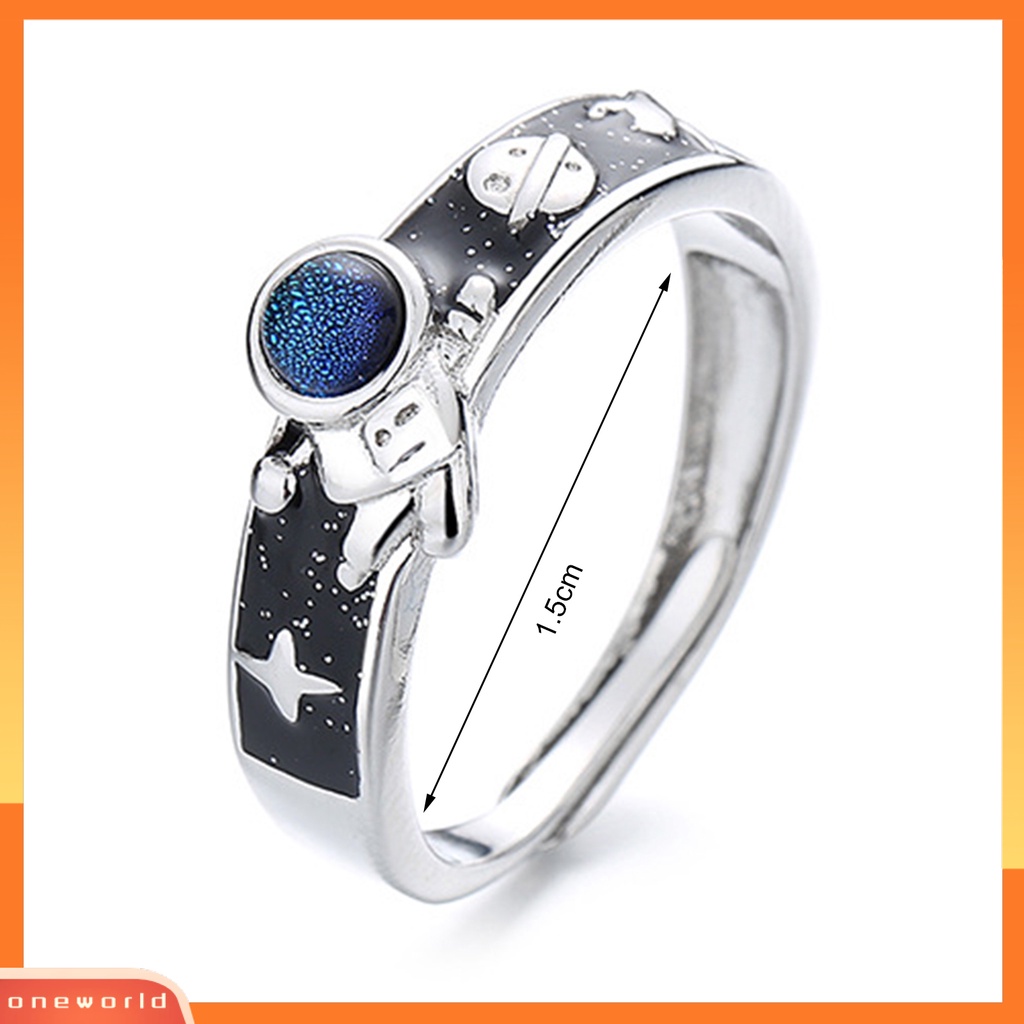 [EONE] Cincin Couple Adjustable All-match Hadiah Valentine Ujung Terbuka Fashion Astronot Kekasih Cincin Perhiasan Aksesori