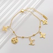 GROSIR Gelang tangan bunga L  V titanium stainless steel 316l anti karat import berkualitas bisa bayar di tempar COD