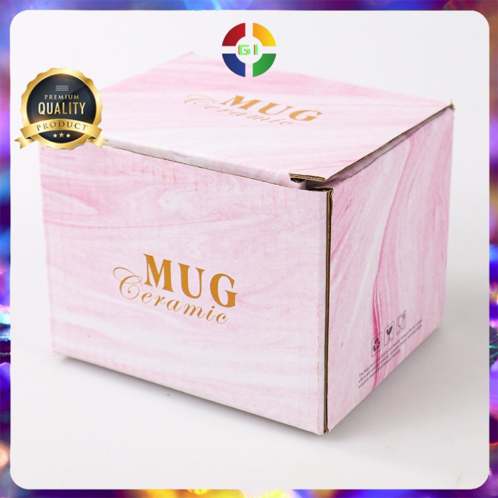 Gelas Cangkir Kopi Keramik Glass Coffee Mug Desain Flamingo 320ml Pink