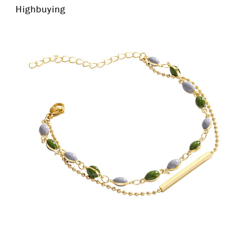 Hbid Gaya Perancis Retro Double Layer Gelang Kristal Pesona Gelang Adjustable Perhiasan Untuk Wanita Warna Emas Manik-Manik Rantai Glory