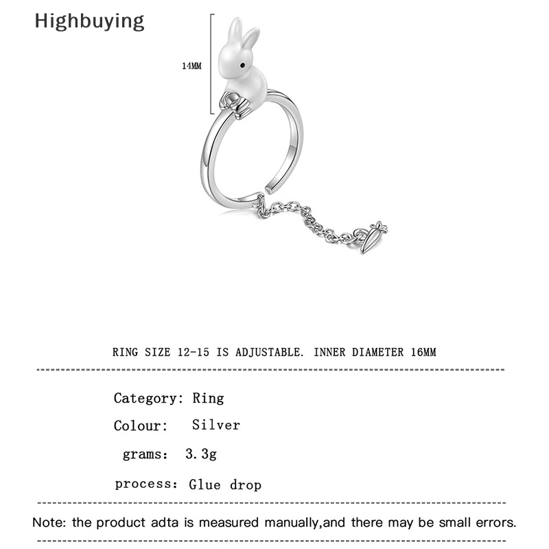 Hbid 925cincin Perak Hewan Kelinci Rantai Lobak Pembukaan Untuk Wanita Pesta Desain Temperamen Perhiasan Halus Glory