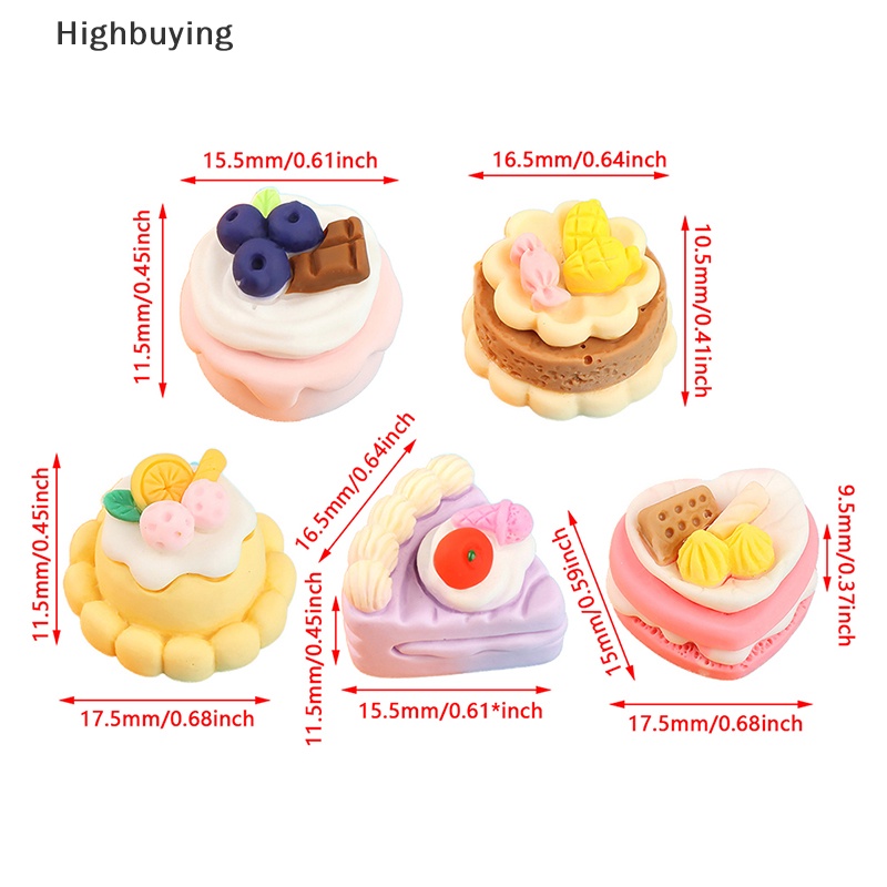 Hbid 5PCS Acak Warna-Warni Simulasi Makanan Dekorasi DIY Kartun Tiga Dimensi Strawberry Kue Bahan Ponsel Case Aksesoris Glory