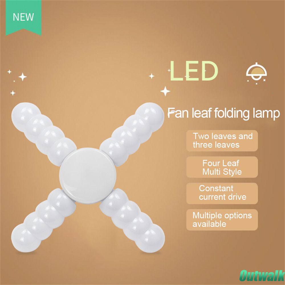 Bulb Lipat Led Lampu Daun E27 18W/28W/38W/48W Lima Daun Bohlam Tekanan Lebar Pemodelan Cahaya Rumah Berubah Bentuk Kipas Bohlam