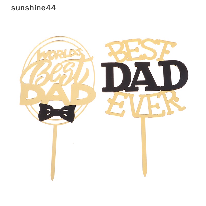 Sunshine Hiasan Kue Pesta Hari Ayah Gold Hitam Akrilik Daddy Birthday Cake Topper ID