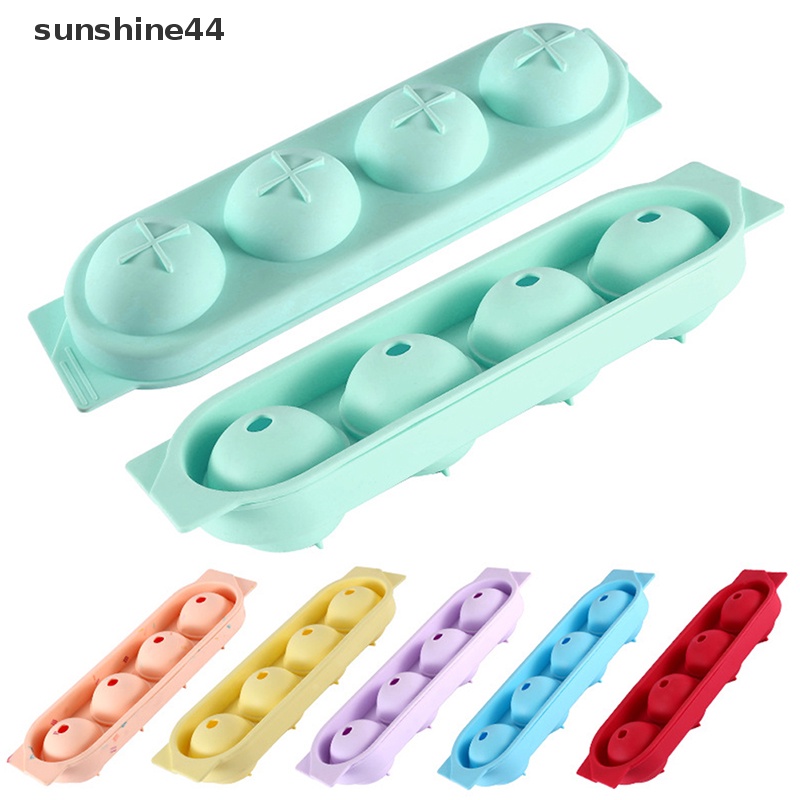 Sunshine 1Pc 4cav Aksesoris Dapur Silikon Cetakan Es Batu DIY Ice Ball Maker Tools ID