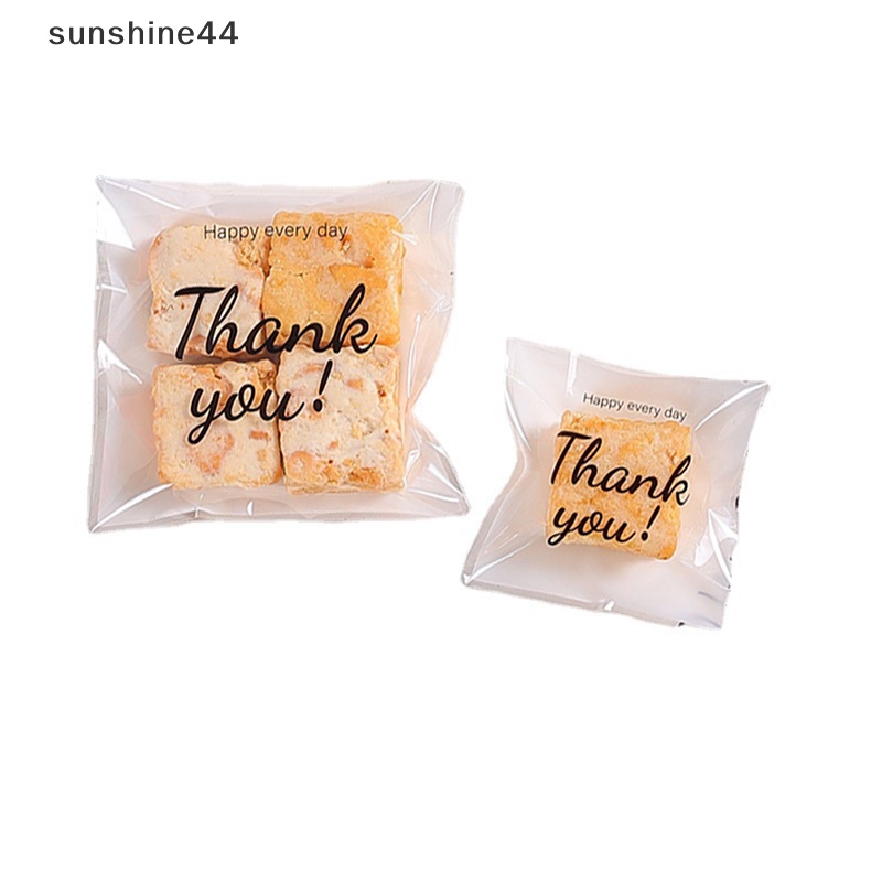 Sunshine 100Pcs/Pack Thank You Kantong Bening Perekat Diri Permen Cookie Bakery Pastry Bags ID