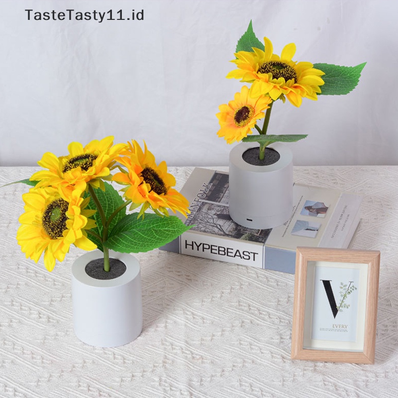 Tastetasty Sunflowers Lampu Meja LED Simulasi Bunga Lampu Malam USB Rechargeable.