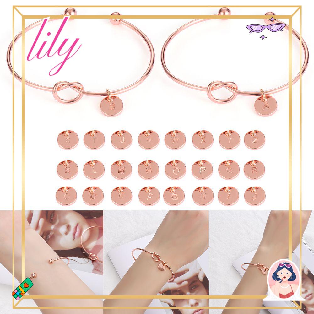 Lily 26huruf Gelang Wanita Simpul Open Initial Charms